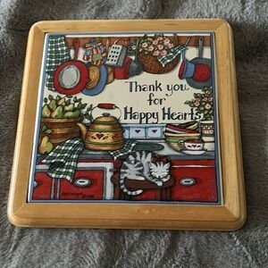 Wooden Inlay Ceramic titvet / or wooden decor for kitchen set of two